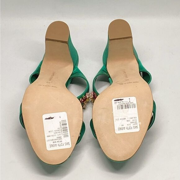 Manolo Blahnik 90MM Embellished Satin Mules size 39 - Picture 14 of 15